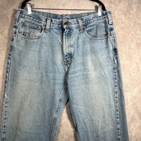 Carhartt Jeans Mens Size 38X32 Blue Stonewashed Denim Relaxed Fit Workwear 8460 - Picture 2 of 11